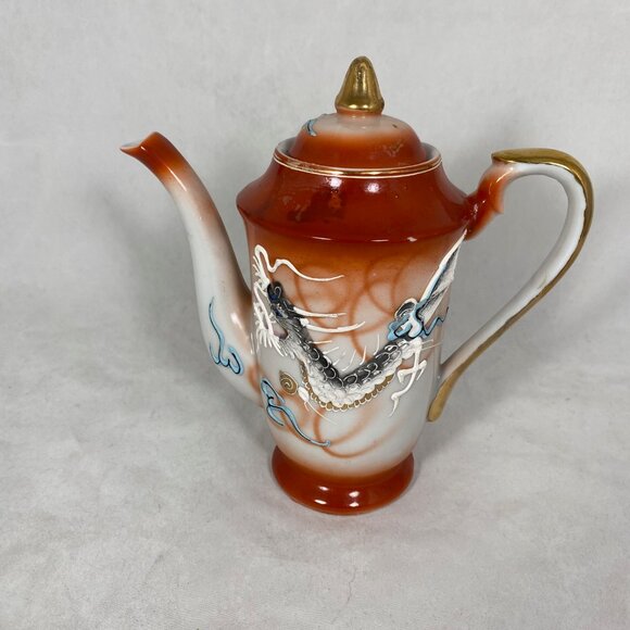 Vintage Japanese Moriage Dragonware Hand Painted 8pc Tea Set - Picture 2 of 8